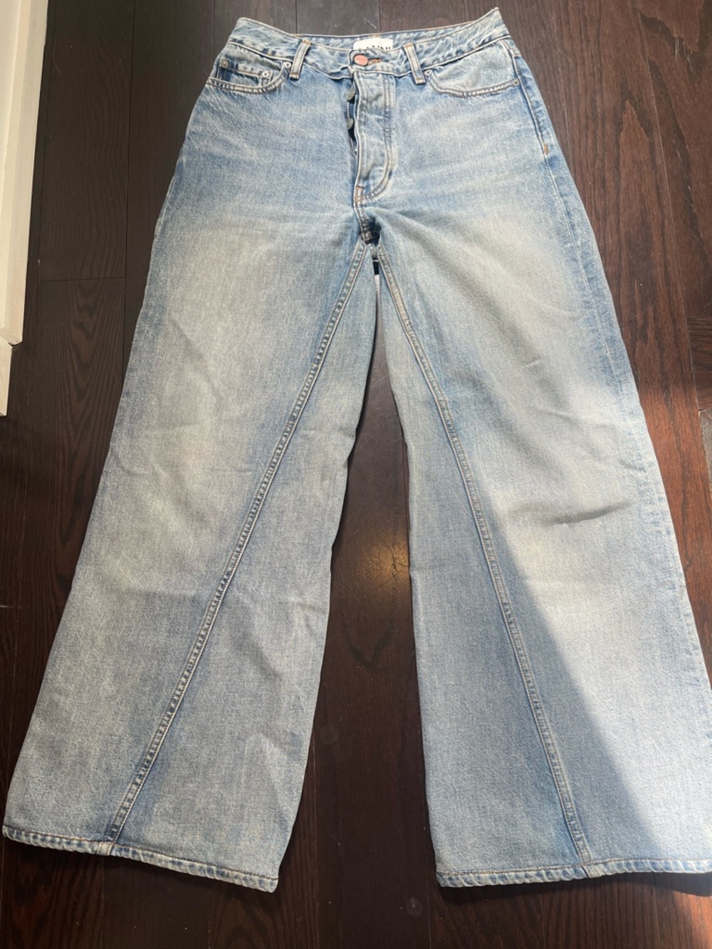 Ganni Light Wash Wide-Leg Denim Jeans